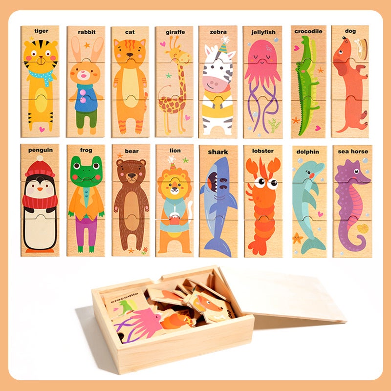 Wooden Children Early Education Animal Puzzle Shape Matching Game Cartoon Puzzle Parent-Child Interactive Educational Toys - Image 5